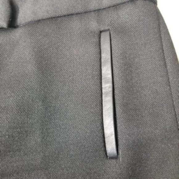 Maje Solid Black Slim Fit Lamb Leather Trim Mid-Rise Dress Pants Medium - Picture 7 of 12